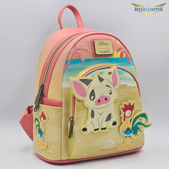 Loungefly Disney Moana Pua & Hei Hei Sunset Mini Backpack Bag New - Picture 2 of 8